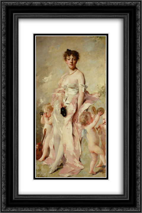 An Elegant Beauty 16x24 Black Ornate Wood Framed Art Print Poster with Double Matting by Chaplin, Charles Joshua