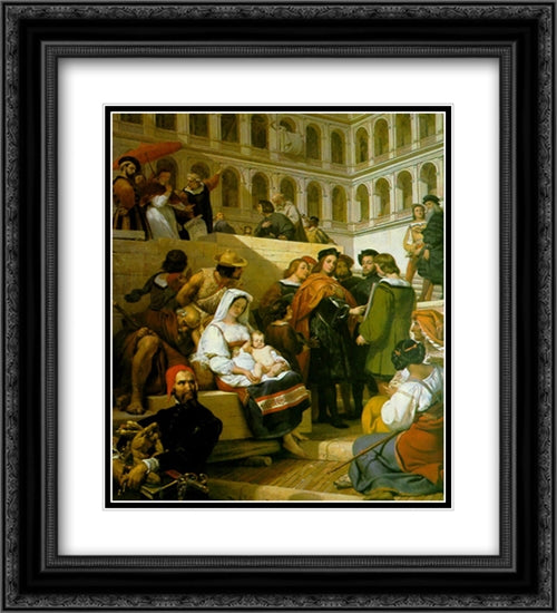 Raphael and Pope Leo X 20x22 Black Ornate Wood Framed Art Print Poster with Double Matting by Vernet, Horace