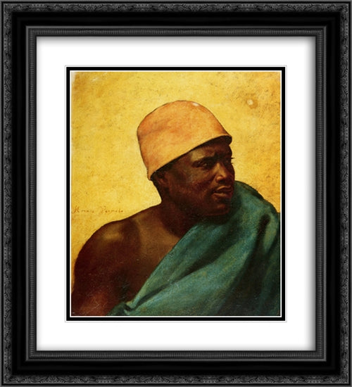 Young African Boy 20x22 Black Ornate Wood Framed Art Print Poster with Double Matting by Vernet, Horace