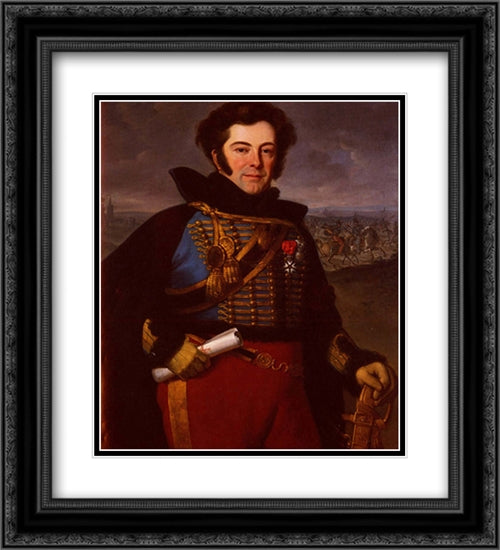 Portrait Of Lieutenant Colonel, Comte De Thalouet 20x22 Black Ornate Wood Framed Art Print Poster with Double Matting by Vernet, Horace