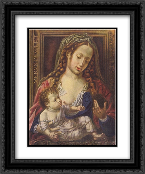 Madonna and Child 20x24 Black Ornate Wood Framed Art Print Poster with Double Matting by Mabuse
