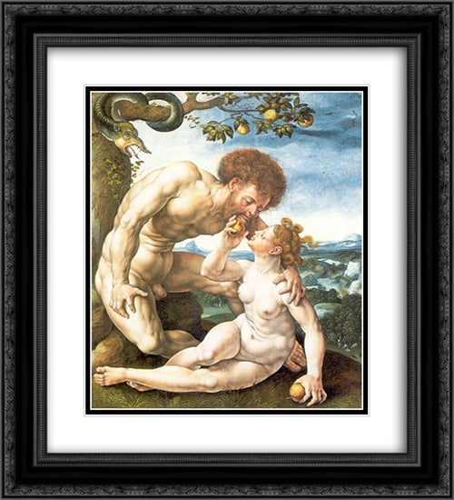 Adam and Eve 20x22 Black Ornate Wood Framed Art Print Poster with Double Matting by Mabuse