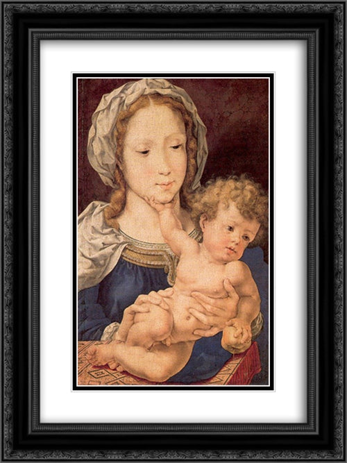 Virgin and Child 18x24 Black Ornate Wood Framed Art Print Poster with Double Matting by Mabuse