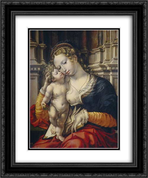 Madonna and Child 20x24 Black Ornate Wood Framed Art Print Poster with Double Matting by Mabuse