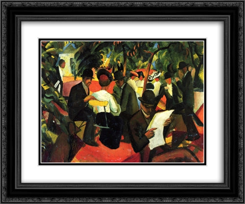 Garden Restaurant 24x20 Black Ornate Wood Framed Art Print Poster with Double Matting by Macke, August