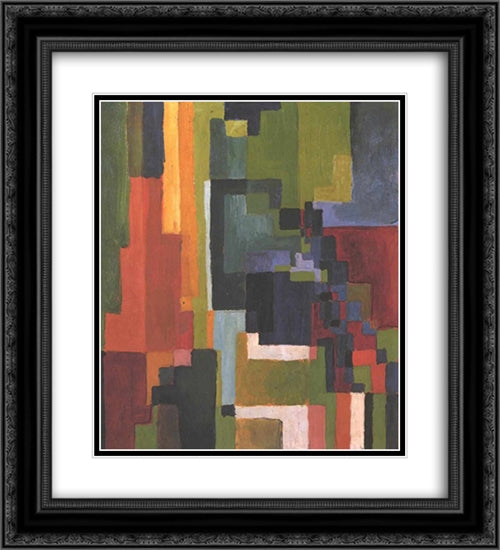 Colourfull shapes 20x22 Black Ornate Wood Framed Art Print Poster with Double Matting by Macke, August