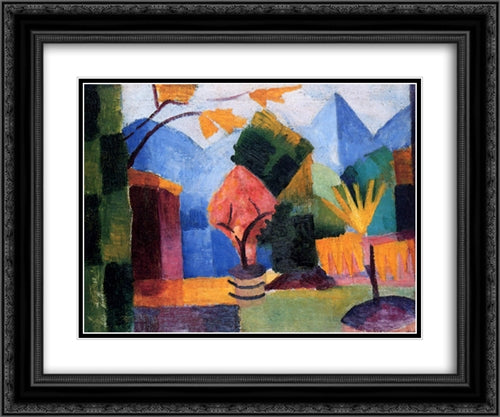 Garden on Lake Thun 24x20 Black Ornate Wood Framed Art Print Poster with Double Matting by Macke, August