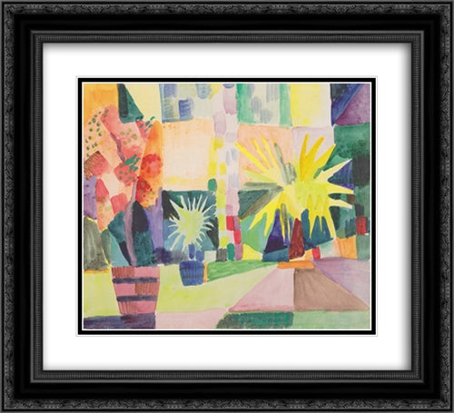 Garden on Lake Thun 22x20 Black Ornate Wood Framed Art Print Poster with Double Matting by Macke, August