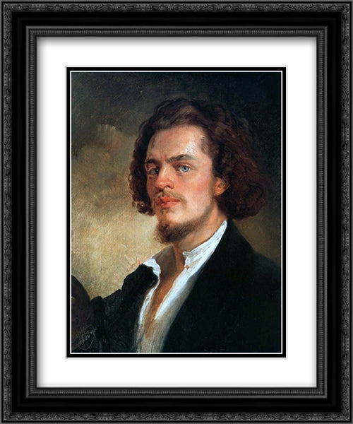 Self-Portrait 20x24 Black Ornate Wood Framed Art Print Poster with Double Matting by Makovsky, Konstantin