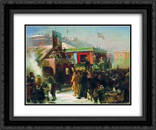 Fair Booths on Admiralty Square, St. Petersburg 24x20 Black Ornate Wood Framed Art Print Poster with Double Matting by Makovsky, Konstantin