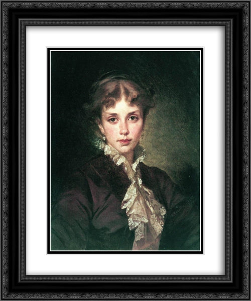 Female Portrait 20x24 Black Ornate Wood Framed Art Print Poster with Double Matting by Makovsky, Konstantin