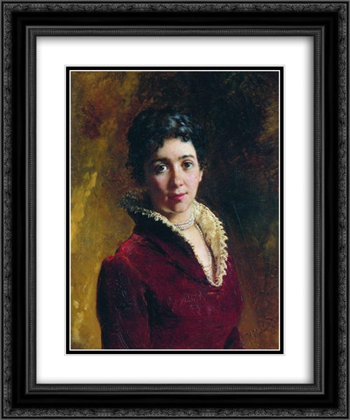 Female Portrait 20x24 Black Ornate Wood Framed Art Print Poster with Double Matting by Makovsky, Konstantin