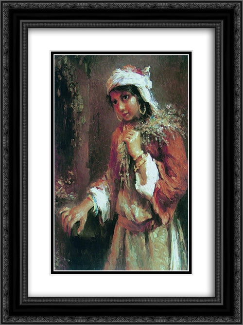 Gipsy 2 18x24 Black Ornate Wood Framed Art Print Poster with Double Matting by Makovsky, Konstantin