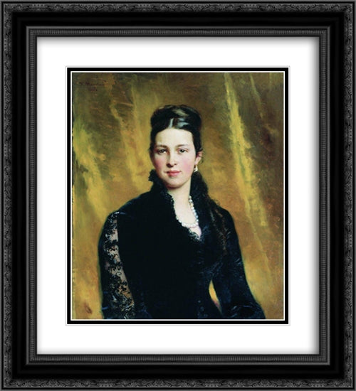 Female Portrait 20x22 Black Ornate Wood Framed Art Print Poster with Double Matting by Makovsky, Konstantin