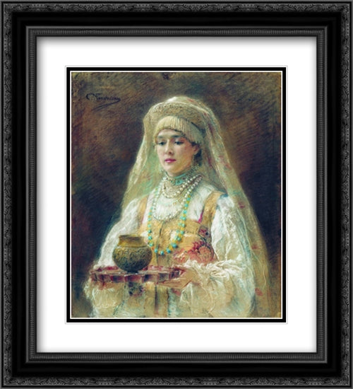 Cup of Honey 20x22 Black Ornate Wood Framed Art Print Poster with Double Matting by Makovsky, Konstantin