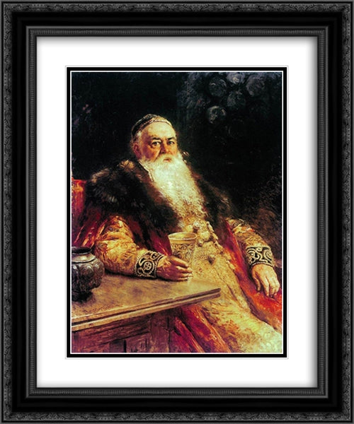 Boyar with the cup 20x24 Black Ornate Wood Framed Art Print Poster with Double Matting by Makovsky, Konstantin