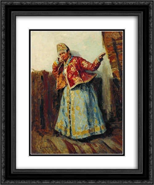 Boyaryshnya 20x24 Black Ornate Wood Framed Art Print Poster with Double Matting by Makovsky, Konstantin