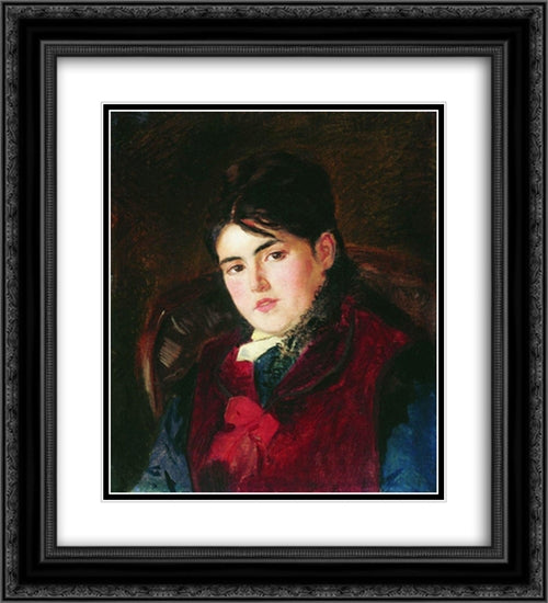 Female Portrait 20x22 Black Ornate Wood Framed Art Print Poster with Double Matting by Makovsky, Konstantin