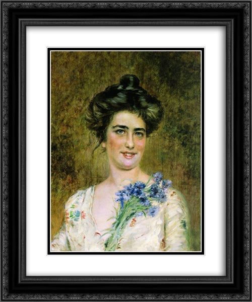 Female Portrait 20x24 Black Ornate Wood Framed Art Print Poster with Double Matting by Makovsky, Konstantin