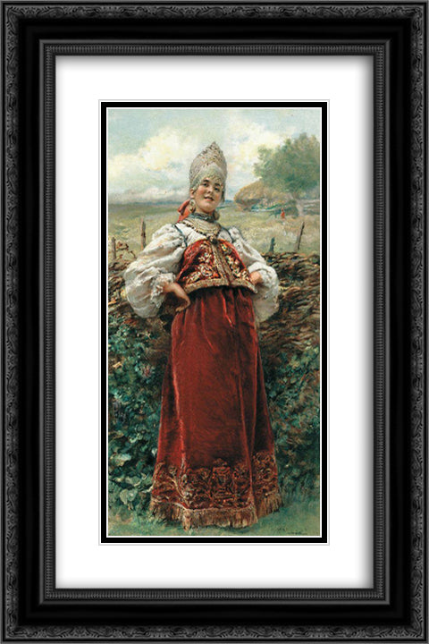 Portrait 16x24 Black Ornate Wood Framed Art Print Poster with Double Matting by Makovsky, Konstantin