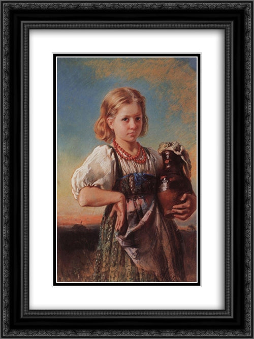 Portrait 18x24 Black Ornate Wood Framed Art Print Poster with Double Matting by Makovsky, Konstantin