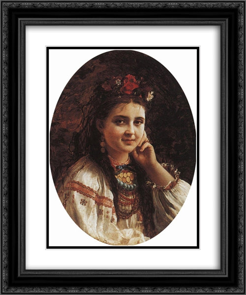 Portrait 20x24 Black Ornate Wood Framed Art Print Poster with Double Matting by Makovsky, Konstantin