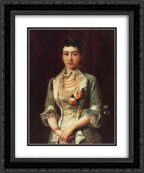 Portrait 20x24 Black Ornate Wood Framed Art Print Poster with Double Matting by Makovsky, Konstantin