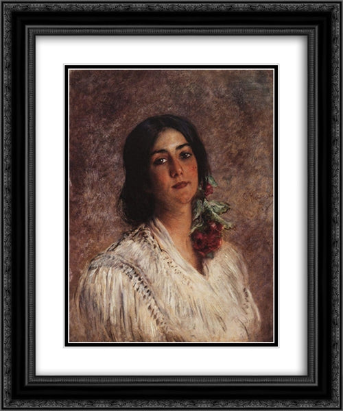 Portrait 20x24 Black Ornate Wood Framed Art Print Poster with Double Matting by Makovsky, Konstantin