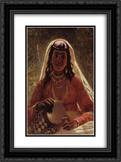 Portrait 18x24 Black Ornate Wood Framed Art Print Poster with Double Matting by Makovsky, Konstantin