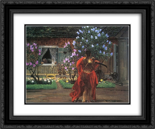 Thanatos 24x20 Black Ornate Wood Framed Art Print Poster with Double Matting by Malczewski, Jacek