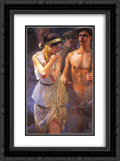 Polonia II 18x24 Black Ornate Wood Framed Art Print Poster with Double Matting by Malczewski, Jacek