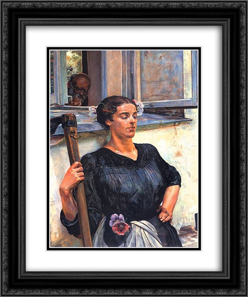 Death 20x24 Black Ornate Wood Framed Art Print Poster with Double Matting by Malczewski, Jacek