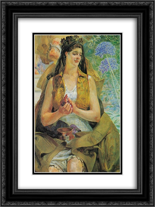 Polonia 18x24 Black Ornate Wood Framed Art Print Poster with Double Matting by Malczewski, Jacek