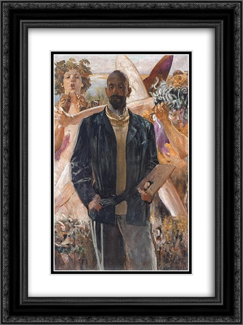 Self-Portrait 18x24 Black Ornate Wood Framed Art Print Poster with Double Matting by Malczewski, Jacek