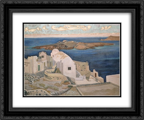 Santorini 24x20 Black Ornate Wood Framed Art Print Poster with Double Matting by Maleas, Constantine