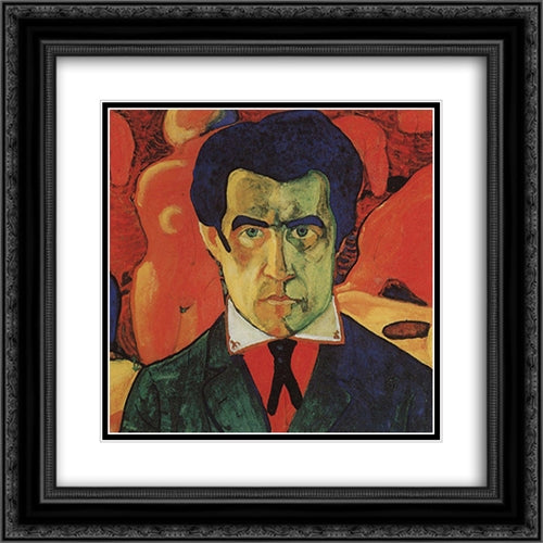 Self-Portrait 20x20 Black Ornate Wood Framed Art Print Poster with Double Matting by Malevich, Kazimir