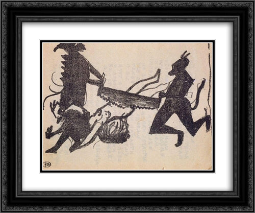 Devils are sawing sinner 24x20 Black Ornate Wood Framed Art Print Poster with Double Matting by Malevich, Kazimir