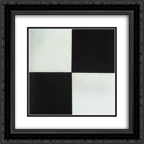 Four square 20x20 Black Ornate Wood Framed Art Print Poster with Double Matting by Malevich, Kazimir