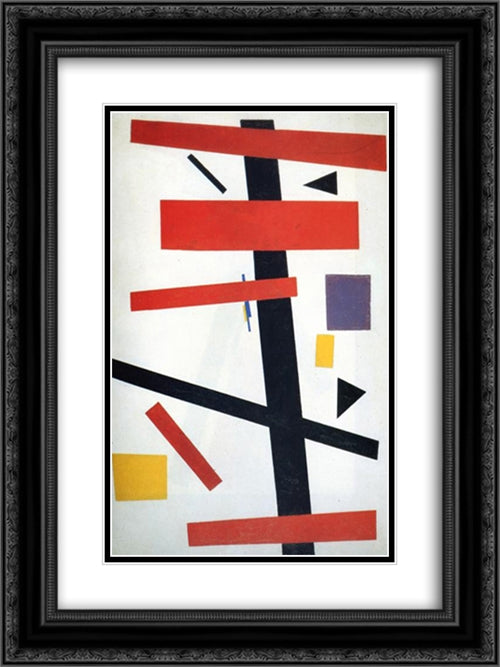 Suprematism 18x24 Black Ornate Wood Framed Art Print Poster with Double Matting by Malevich, Kazimir