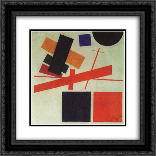 Suprematism 20x20 Black Ornate Wood Framed Art Print Poster with Double Matting by Malevich, Kazimir