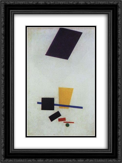 Suprematism 18x24 Black Ornate Wood Framed Art Print Poster with Double Matting by Malevich, Kazimir