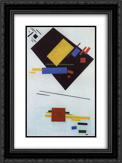 Suprematism 18x24 Black Ornate Wood Framed Art Print Poster with Double Matting by Malevich, Kazimir