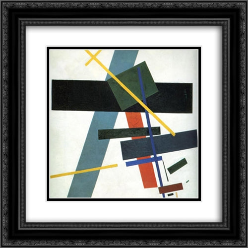 Suprematism 20x20 Black Ornate Wood Framed Art Print Poster with Double Matting by Malevich, Kazimir