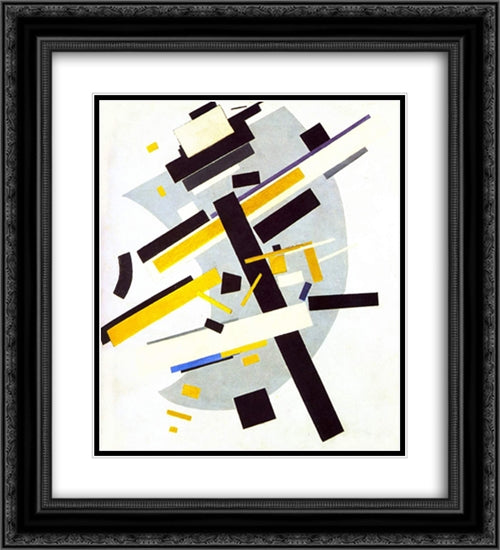 Suprematism 20x22 Black Ornate Wood Framed Art Print Poster with Double Matting by Malevich, Kazimir