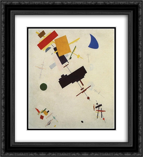 Suprematism 20x22 Black Ornate Wood Framed Art Print Poster with Double Matting by Malevich, Kazimir