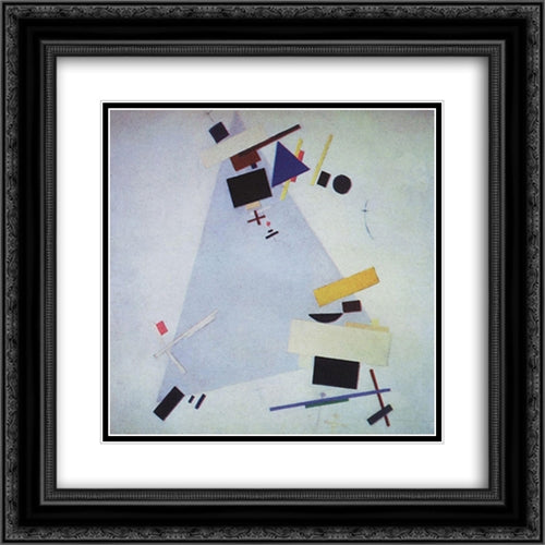 Suprematism 20x20 Black Ornate Wood Framed Art Print Poster with Double Matting by Malevich, Kazimir