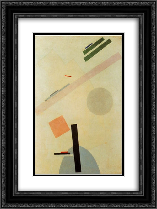 Suprematist Painting 18x24 Black Ornate Wood Framed Art Print Poster with Double Matting by Malevich, Kazimir