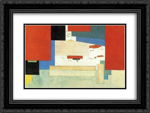 Suprematism 24x18 Black Ornate Wood Framed Art Print Poster with Double Matting by Malevich, Kazimir