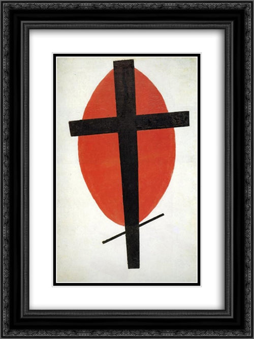 Suprematism 18x24 Black Ornate Wood Framed Art Print Poster with Double Matting by Malevich, Kazimir