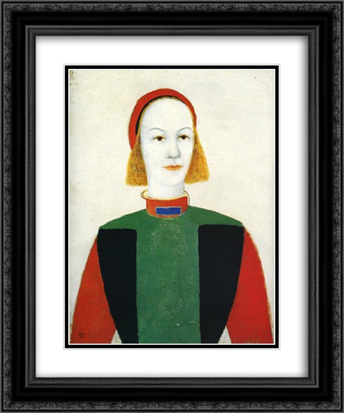 Girl 20x24 Black Ornate Wood Framed Art Print Poster with Double Matting by Malevich, Kazimir